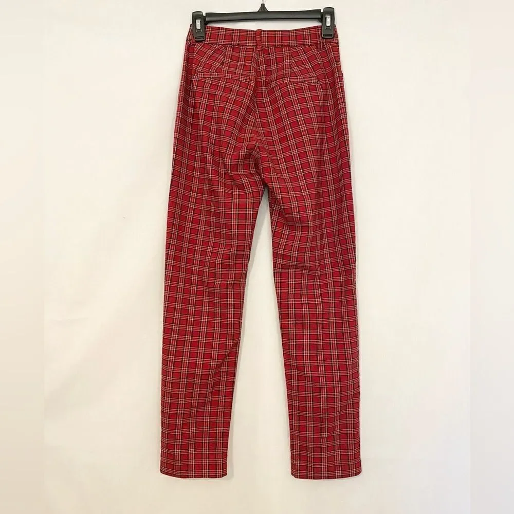 Hollister red plaid pants size XS “ultra high-rise advanced stretch”